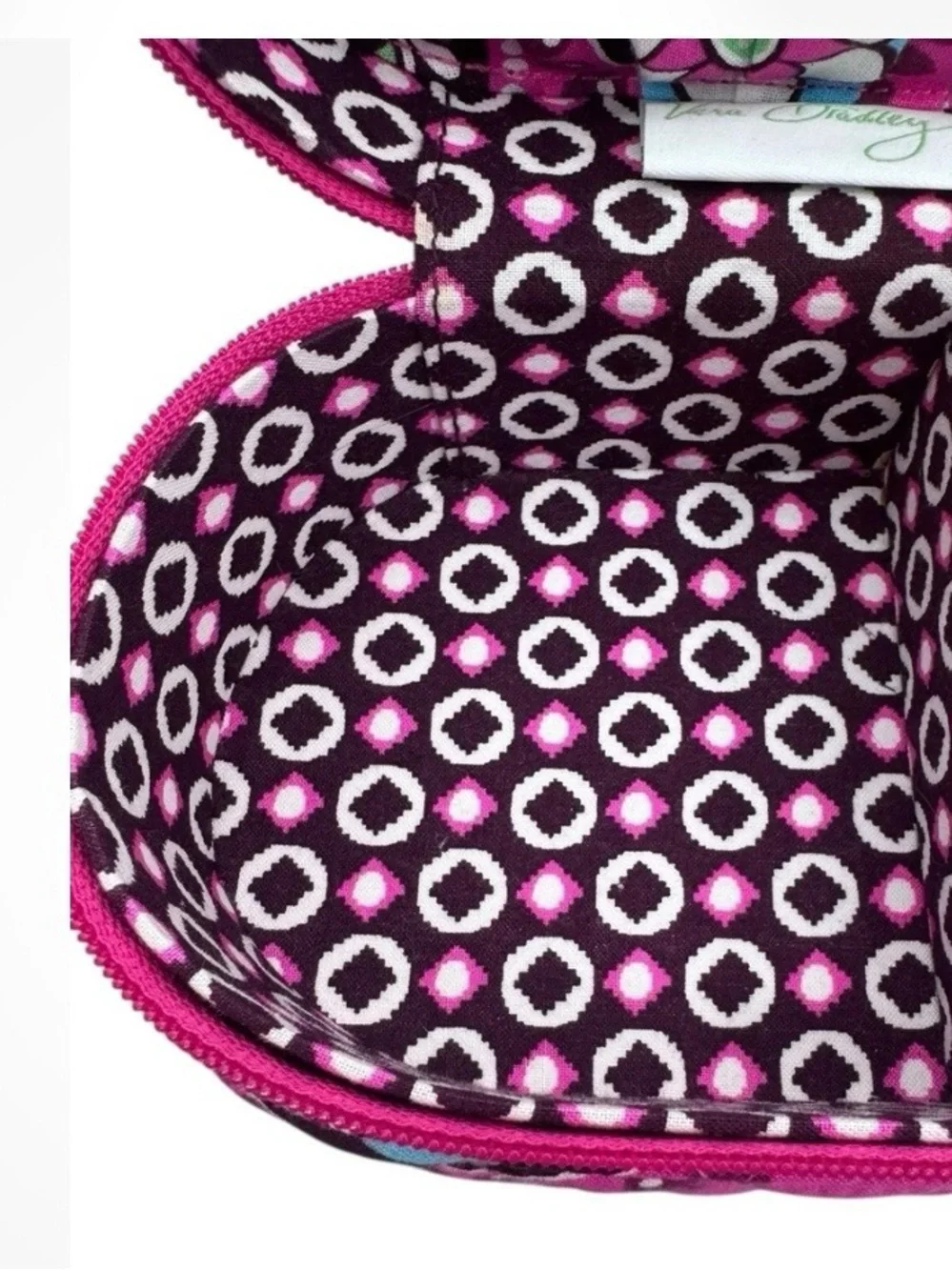 Vera Bradley Quilted Pink Zip Around Jewelry Travel Box Case